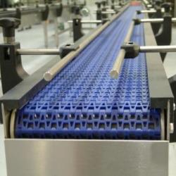 plastic belt conveyor showing side guides